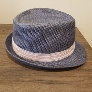 Blue straw fedora